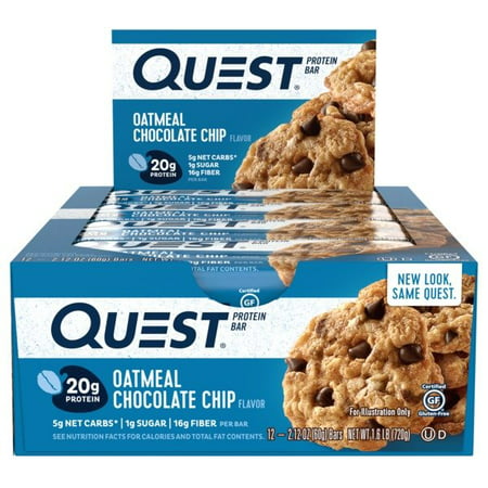Quest Protein Bar, Oatmeal Chocolate Chip, 20g Protein, 12