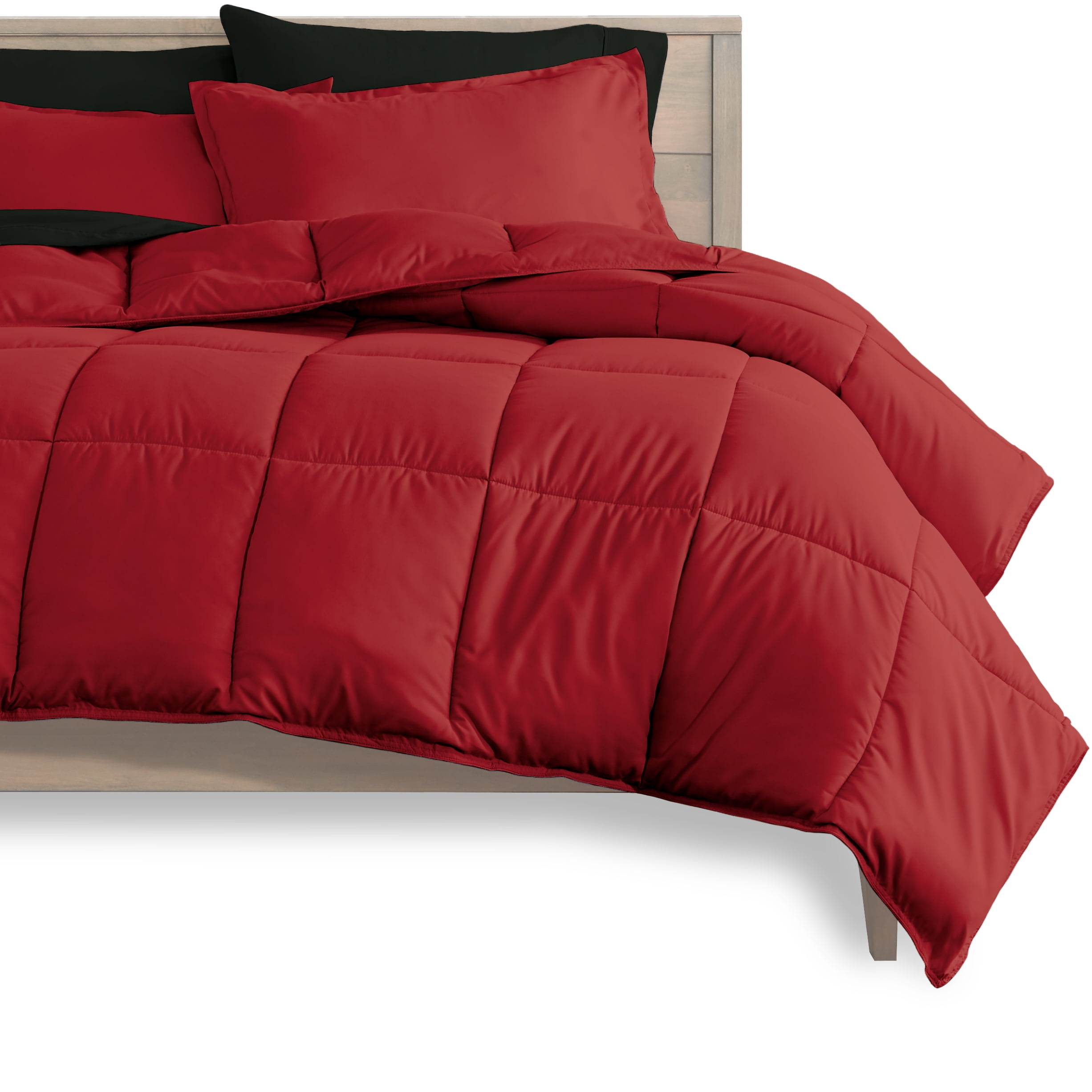 "Bare Home Red 7 Piece Bed in a Bag Comforter Set with Sheets, Full XL"