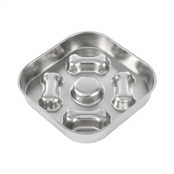 Pw Tools Slow Feeder Dog Bowls Pet Feeding Dish Stainless Steel Anti-Slip Bite-Resistant Slow Feeder for Small Medium Large Dogs Cats Eating Habits Training heathly