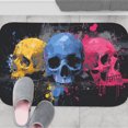 thumbnail image 4 of 1pc Three Colored Skulls Absorbent Non-Slip Bathroom Thickened Flannel Rug Decor,Soft,Quick Drying,Suitable For Indoor/outdoor Use,Bathrooms,Bedrooms,Kitchens,Terrace,Laundry Rooms,16"x24", 4 of 9