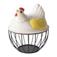 thumbnail image 1 of Cesta para almacenar huevos de gallina, cesta para huevos con tapa en forma de gallina, contenedor para recoger huevos, cestas para despensa, encimera de cocina Tapa amarilla, 1 of 8