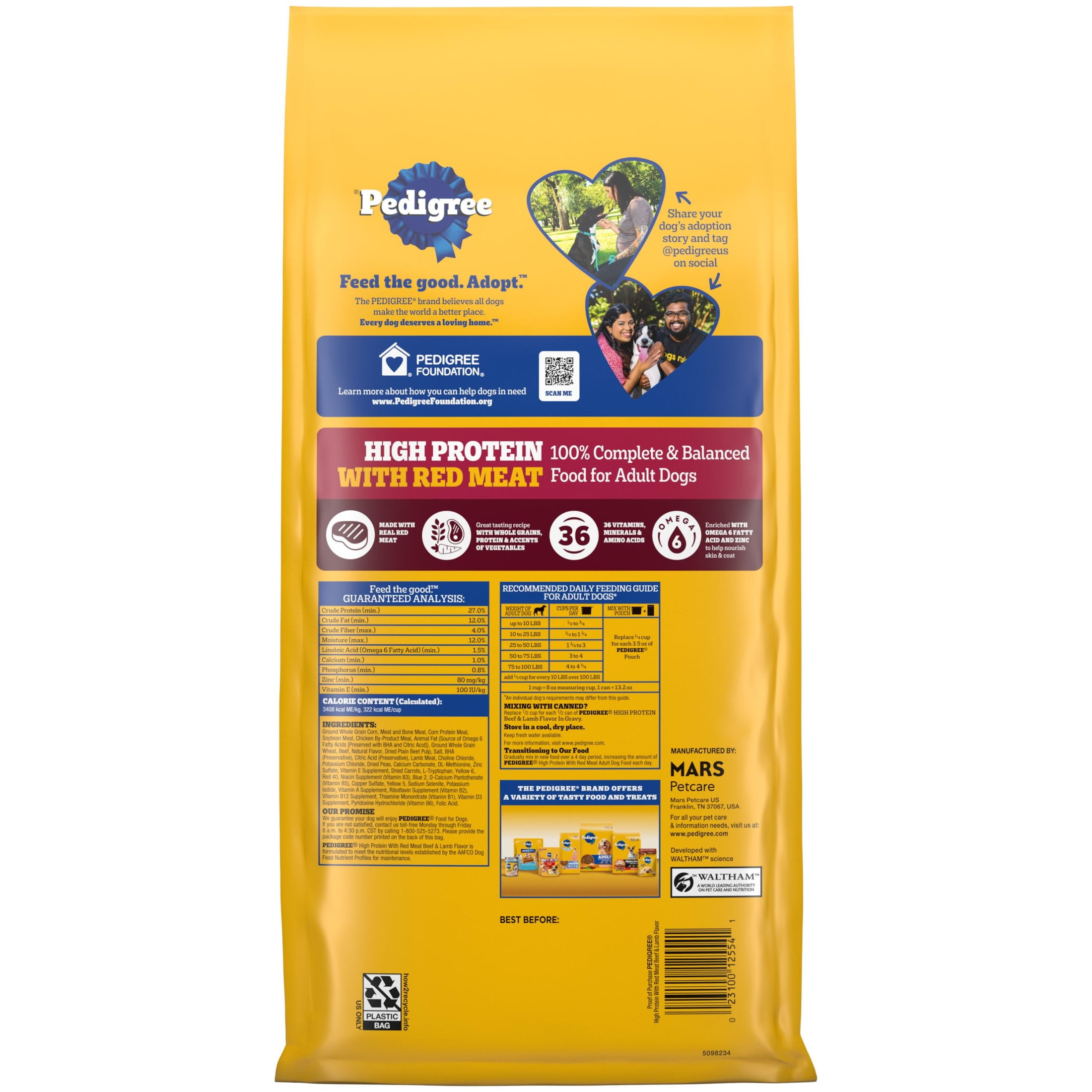Pedigree Dry Dog Food for Adult Dogs, High Protein, Beef and Lamb Flavor, 3.5 lb. Bag