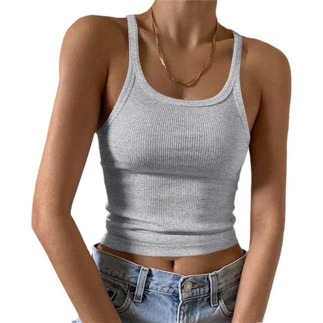 Artfish Women's Sleeveless Tank Top Form Fitting Scoop Neck Ribbed Knit Basic Cami Shirts