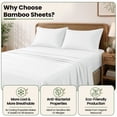 thumbnail image 4 of Lux Decor Rayon from Bamboo Blend Sheets Set - 4 Piece Deep Pocket Bed Sheets Set - California King, White, 4 of 9
