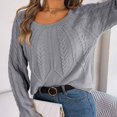 thumbnail image 4 of Lovskoo Sweaters for Women Long Sleeve Winter Round Neck Knitted Loose Pullover Sweater Top Gray, 4 of 8
