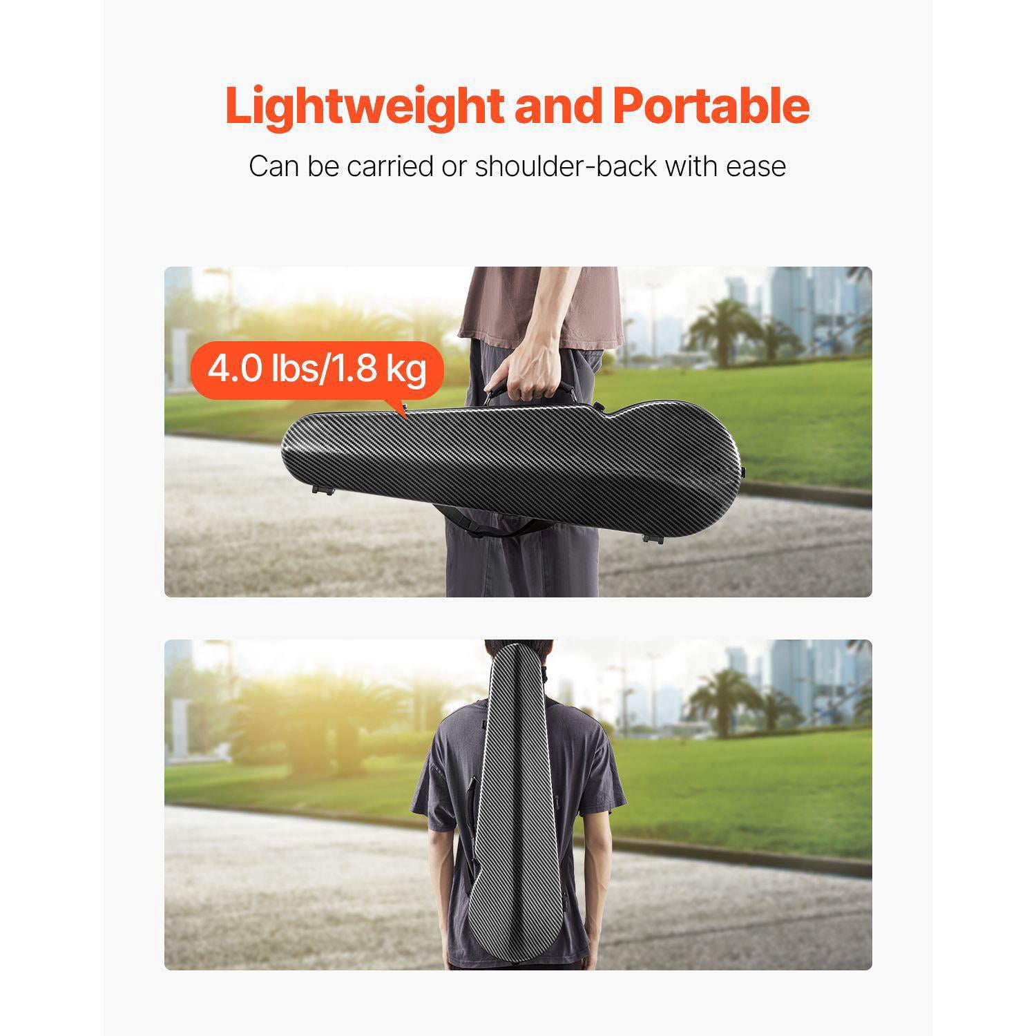 4/4 Full Size Violin Case with Built-in Hygrometer Lightweight Portable Travel Bag Plush Lining Dual Shoulder Straps Anti-Scratch Professional Triangular Shape Black