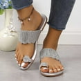 thumbnail image 1 of Styesk Womens Sandals Women's New Summer Plus-size Rhinestone Set Toe Flat Beach Sandals, 1 of 7