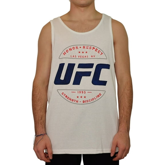 Reebok Mens UFC Las Vegas, NV 1993 Tank Top, White, Small