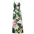 thumbnail image 3 of Defitshape Women's Summer Dress Long Hawaiian Dresses Holiday Swing V Neck Wrap Dress Floral Printed Boho Ruched Criss Cross White 12, 3 of 4