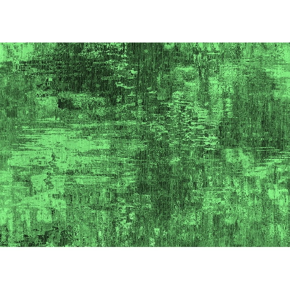 Ahgly Company Indoor Rectangle Oriental Emerald Green Industrial Area Rugs, 2' x 3'