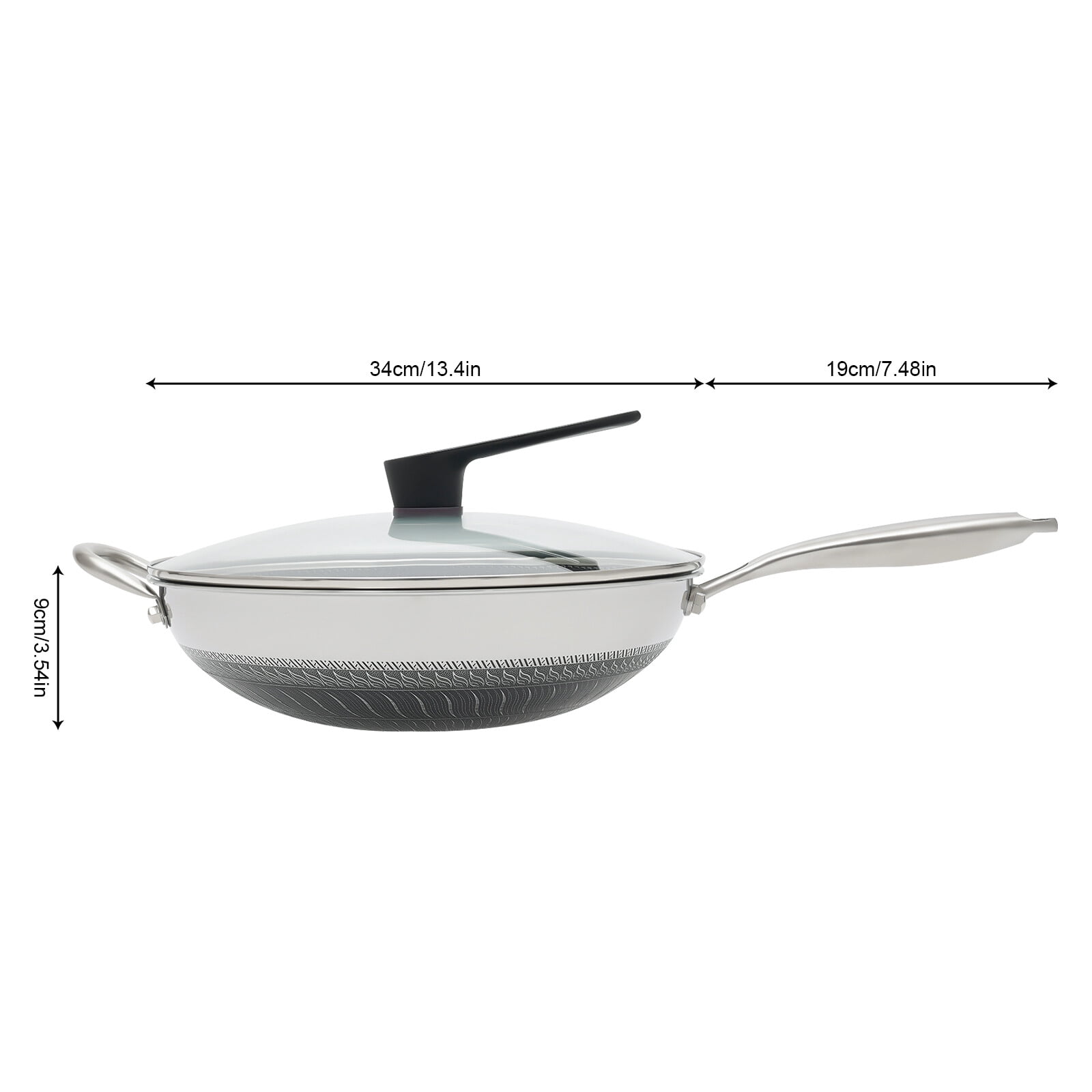 Stainless Steel Non Stick Double Sided Honeycomb Cooking Frying Pan Wok & Lid US