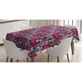 thumbnail image 1 of Fruit Art Tablecloth, Strawberries Flowers and Leaves Icons Fruity Floral Repetition, Rectangular Table Cover for Dining Room Kitchen, 60" X 90",Magenta Dimgray Charcoal Grey, by Ambesonne, 1 of 3
