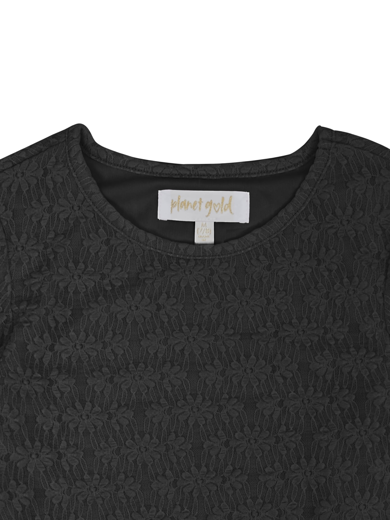 Planet Gold Girls' Long Sleeve Lace Top and Skirt, 2-Piece Set, Sizes 4-18