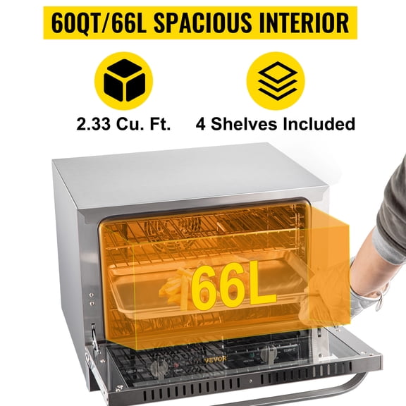 Horno de convección para encimera VEVOR Tuspuzz tostador comercial acero inoxidable 60 cuartos 120 V