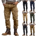 thumbnail image 1 of DDAPJ pyju Pantalon de Travail en Coton pour Hommes, Pantalon Cargo en Ripstop avec Poches, Pantalon de Randonnée Léger pour l'Extérieur, Vert Armée 36, 1 of 5