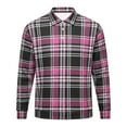 thumbnail image 4 of IWRICH Waffle Plus Size Polo Shirts for Men Long Sleeve Big and Tall Shirt Casual Collared T Shirts Textured Knit Tops 07-Purple XL, 4 of 4