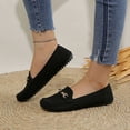 thumbnail image 3 of Women's Leather Penny Loafers Classic Comfortable Hollow out Casual Slip on Lightweight Walking Flat Driving Boat Shoes Black Size 6.5, 3 of 5