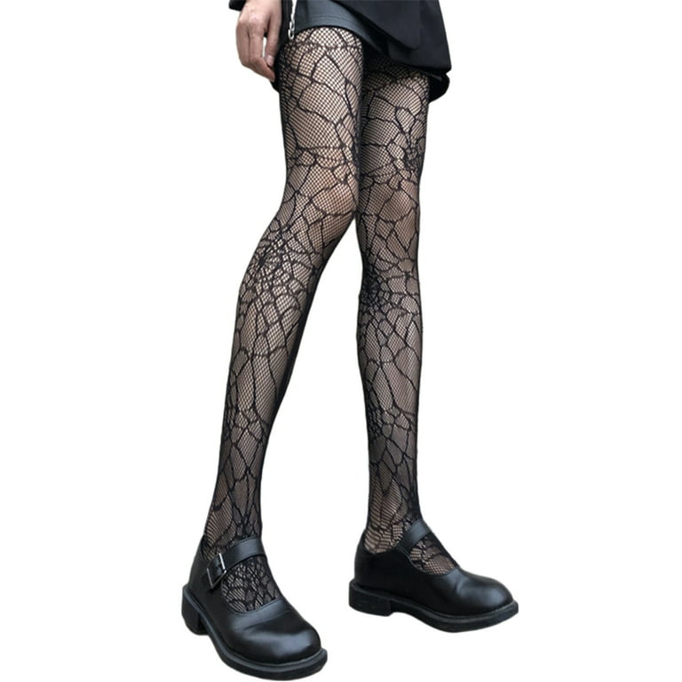 Douhoow Women Spider Web Tights Socks Tights Gothic See Through Pantyhose  Slim Long Stockings