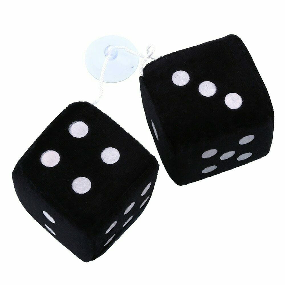 1 FUZZY DICE BLACK  3" INCHES HANG ON  YOUR CAR MIRROR 