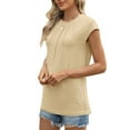 thumbnail image 5 of Duoif Dress Shirts for Women, Womens T Shirts Short Sleeve Pleated Casual Cap Sleeve Summer Tops Blouses Womens Tops Beige L, 5 of 9