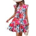 thumbnail image 4 of Zeagoo Women Summer Casual Dresses Shift Tunic V Neck Tiered Ruffle Dress A-Line Short Sleeve Dress, 4 of 6