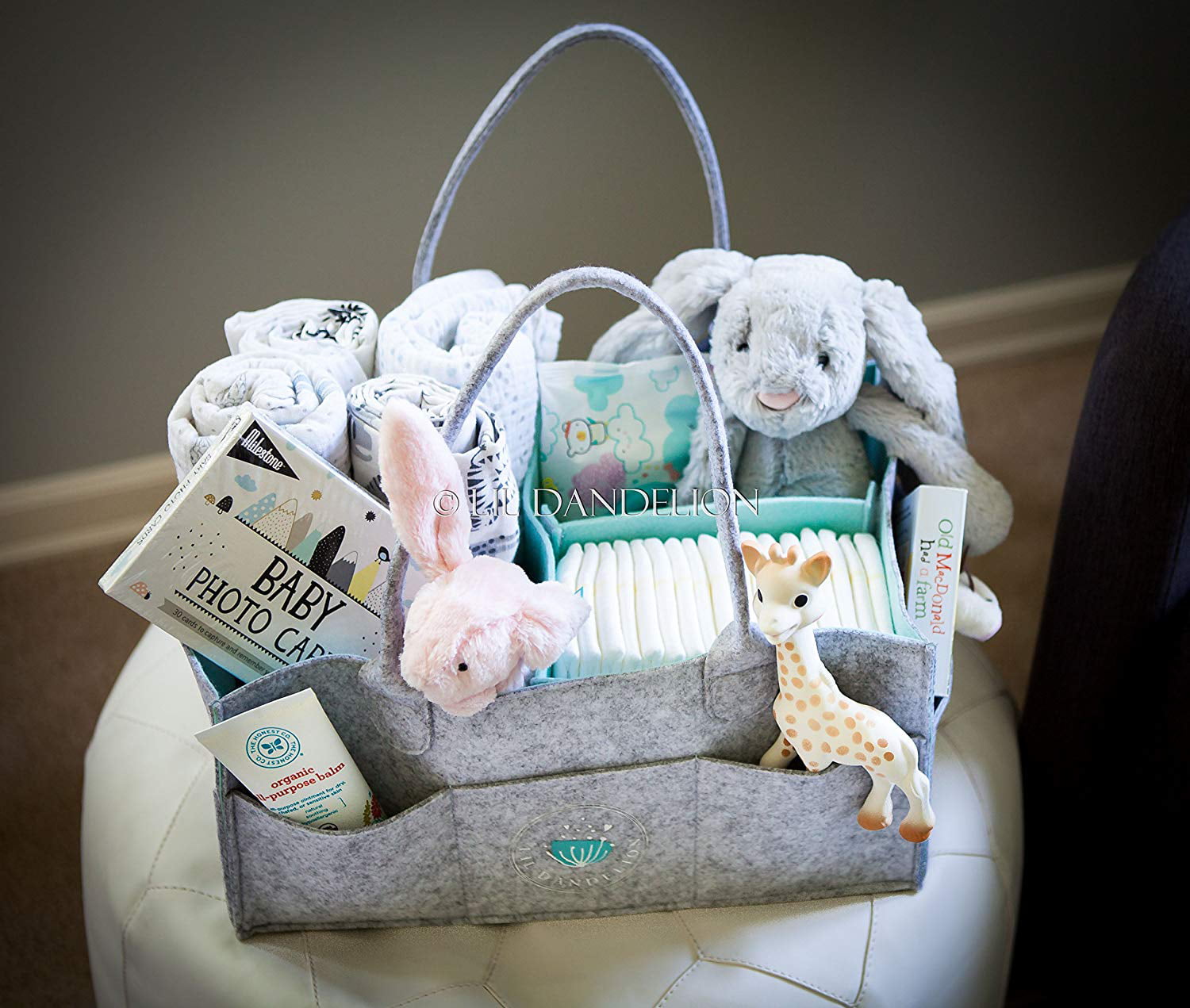 Boy Girl Baby Shower Gift Basket Portable Diaper Tote Bag for Changing Table Newborn Registry Must Haves Baby Diaper Caddy Organizer Extra Large Storage Nursery Bin for Diapers Wipes & Toys 