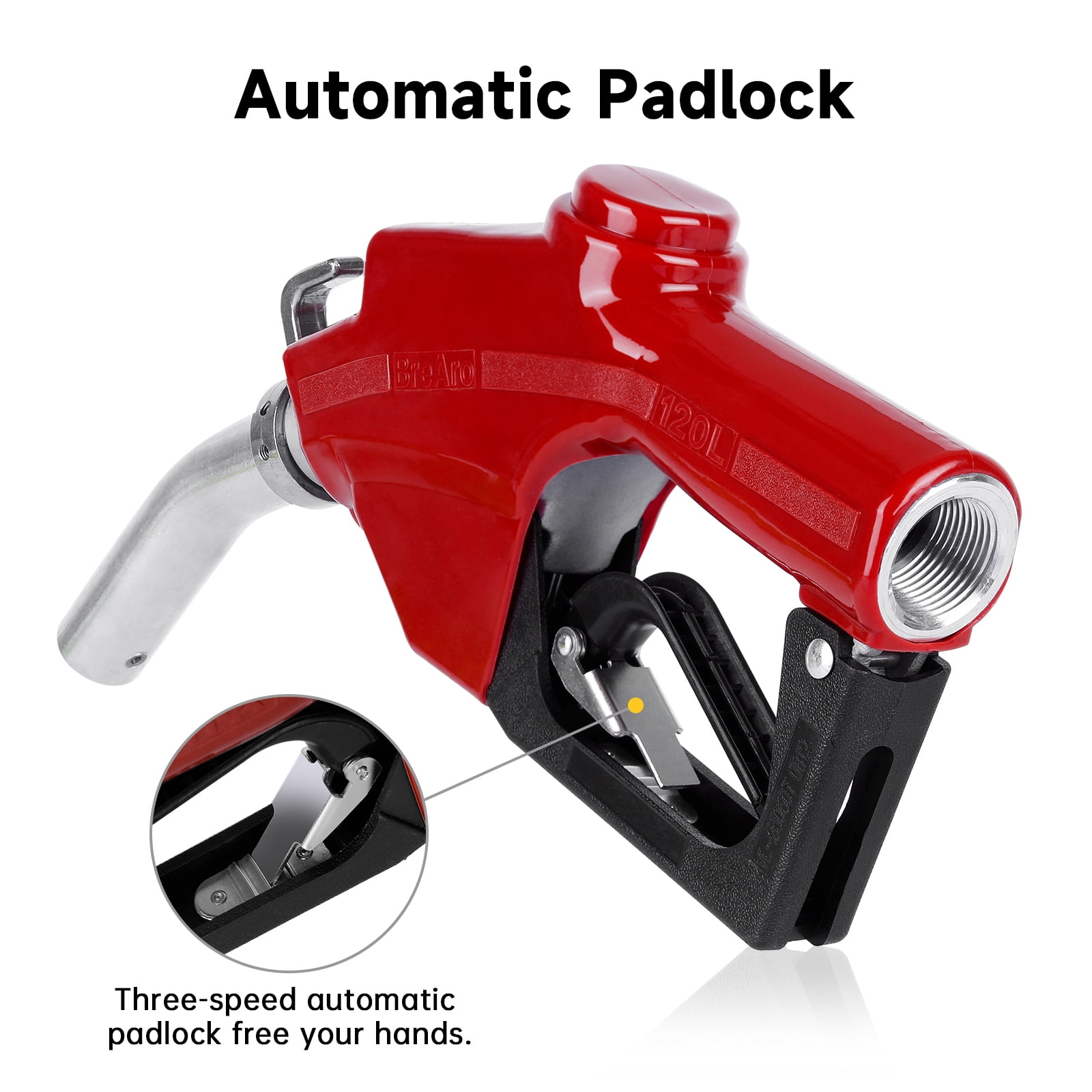 1" Inch NPT Automatic Fuel Nozzle Auto Shut-Off Red Fueling Nozzle with Swivel Joint 19/16 Inches (OD=30mm) Gas Pump Nozzle Three Notch Hold Open Clip Used For Diesel, Petrol , Red