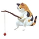 thumbnail image 1 of Wooden Cat Fishing Statue for Aquarium and Home Decor, 1 of 7
