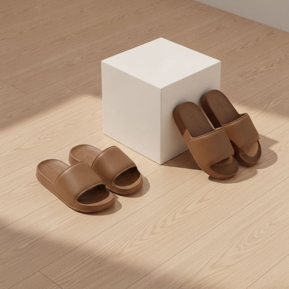 Non Slip Couple Slippers 2-Pack for Men & Women, Comfortable Lightweight One-Piece Design, Simple Classic House & Bathroom Slippers for Indoor Outdoor Wear