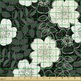 thumbnail image 2 of Ambesonne Floral Fabric by the Yard Upholstery, Dog Rose Flower Silhouettes, 2 Yards, Charcoal Grey and White, 2 of 5