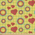 thumbnail image 2 of Retro Fabric by the Yard Upholstery, Illustration of Ornamental Intricate Circles and Hearts, Decorative Fabric for DIY and Home Accents, Mustard Dark Coral by Ambesonne, 2 of 5
