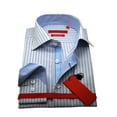 thumbnail image 2 of DTI GV Executive Mens Striped Dress Shirt Cotton Spread Collar Barrel Cuff Blue White, 2 of 2