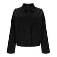 thumbnail image 4 of RQYYD Womens Faux Suede Jackets Fall Fashion Outfits Coat Winter Clothes Open Front Cropped Jacket, 4 of 5
