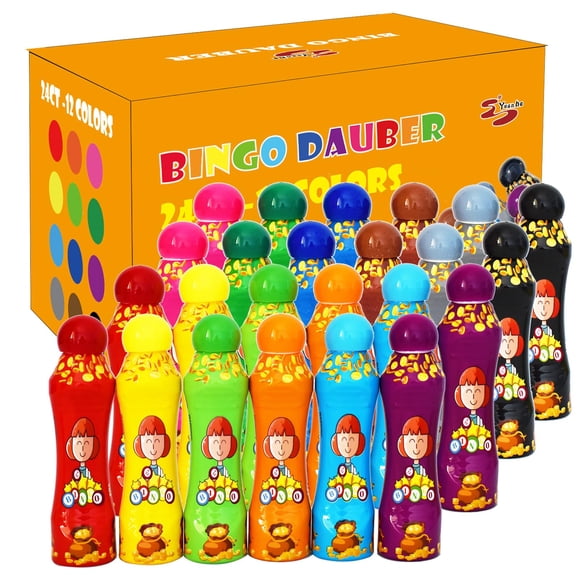Marcadores de puntos Yuanhe Bingo Daubers, 88 ml, juego de 24 (12 colores)