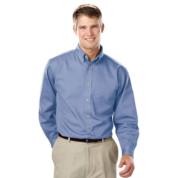 BlueGeneration Mens Long Sleeve 100% Cotton Twill - Light Blue Extra Small Solid