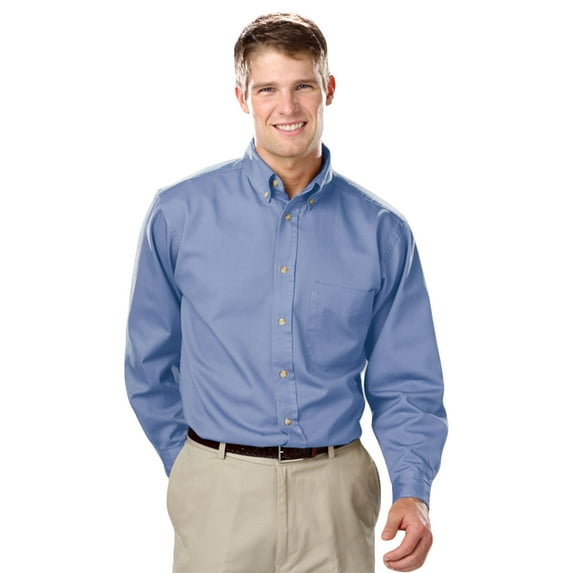BlueGeneration Mens Long Sleeve 100% Cotton Twill - Light Blue Extra Small Solid