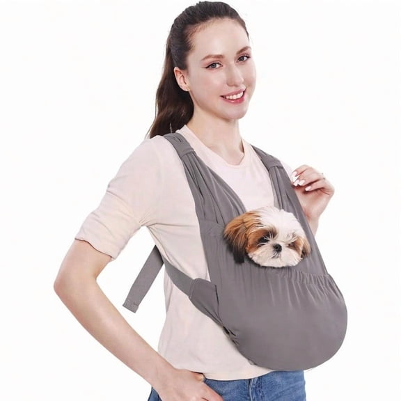 Dog Sling Carrier For Small Pets Hands Free Cat Sling Reducing Back Neck Pain AntiAnxiety Dog Front Adjustable Soft Dog Carrying