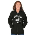 thumbnail image 3 of Feeling Llama Lazy Funny Animal Pun Unisex Fleece Graphic Zip Up Hoodie Brisco Brands 2X, 3 of 5