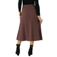 thumbnail image 3 of INSPIRE CHIC Women's Ribbed Knit A-Line Skirts Elastic High Waist Stretchy Sweater Midi Skirt S Coffee, 3 of 6