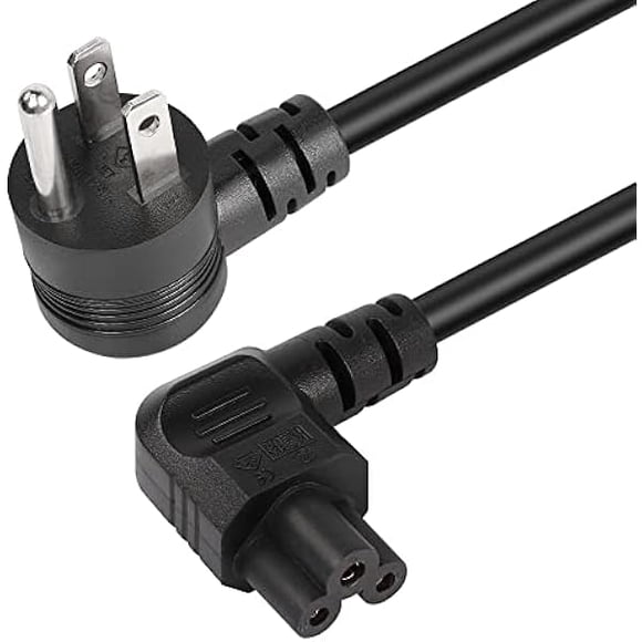 LujingZ GELRHONR 4,9 Pi 90 Degrés 3 Broches CA vers IEC320 C5 Cordon d'Alimentation, 18AWG 100V-250V Angle Haut NEMA 5-15P vers Angle Gauche Câble d'Alimentation Universel Mickey Mouse à 3 Fentes pour Ordinateurs Portables, Télé, Moniteurs
