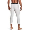 thumbnail image 2 of Under Armour Men's Armour Heatgear 3/4 Leggings, White 100/Black, Small, 2 of 7