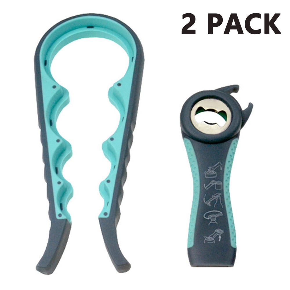 2 Pieces Can Opener Lid Opener with Non-slip Handle, 5 In 1 and 4 In 1 ...