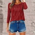 thumbnail image 6 of IROINNID Women Printed Round Neck Casual 3/4 Sleeve Shirt Summer Trendy Blouse Cute Tops Comfortable Loose Fit Fashion T Shirt Clothes(Red#3,S), 6 of 9