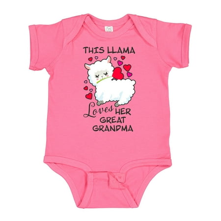 

Inktastic This Llama Loves Her Great Grandma with Hearts Gift Baby Boy or Baby Girl Bodysuit