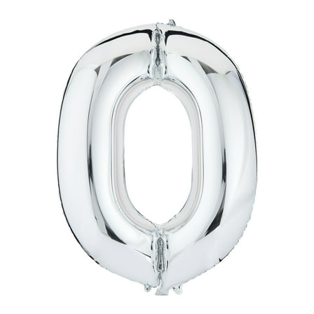 35" Silver Number 0 Foil Balloon, by Way To Celebrate