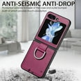 thumbnail image 2 of Cases for Samsung Galaxy Z Flip 7 Case with Ring, Hard PC + Luxury PU Leather Shockproof Protective Phone Cover Compatible with Samsung Galaxy Z Flip 7, Purple, 2 of 9