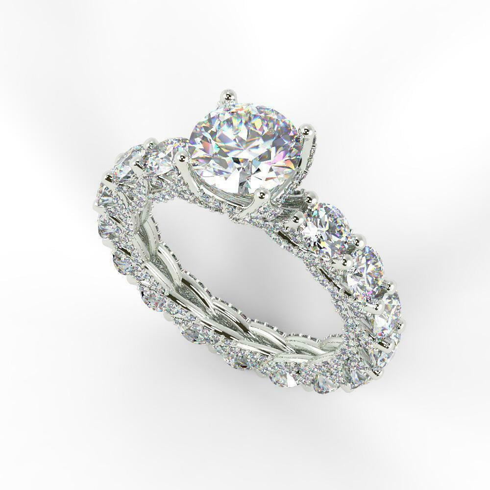 HeartsAndYou 6.5ct Round Cut Moissanite Cocktail Eternity Engagement Ring for Women 18k White Gold over Silver