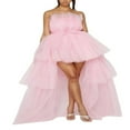 thumbnail image 1 of Hirigin Femmes hors Épaule Maille Robe en Tulle Sexy Bustier Couleur Unie Étagé Robe de Cocktail Robe de Bal Robe de Bal, 1 of 7