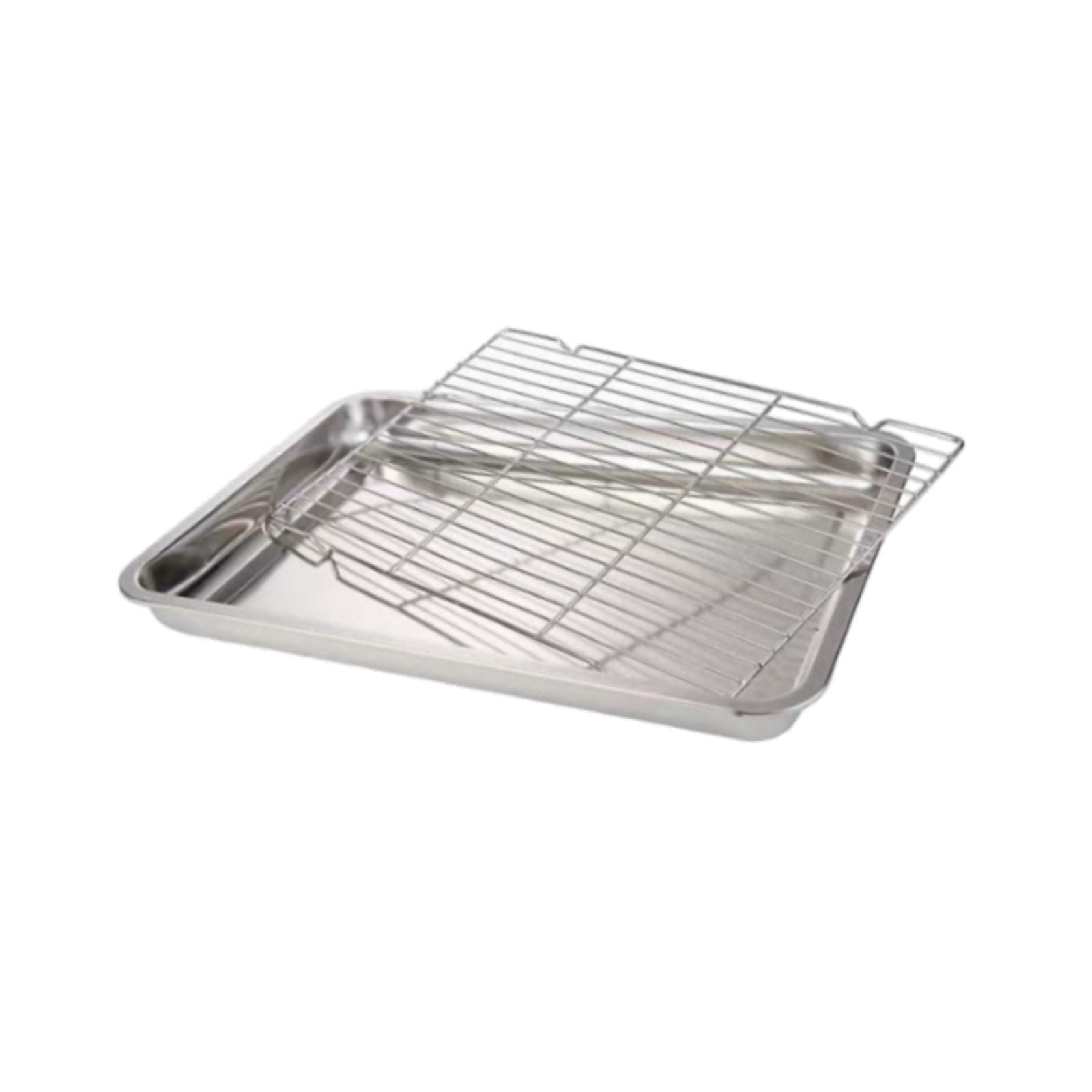 Fiocias Baking Sheet Baking Pan with Rack Food Storage Container Easy to Clean Practical 40 cmx30 cmx4.8 cm