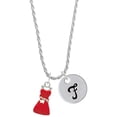 thumbnail image 1 of Delight Jewelry Silvertone Red Dress Silvertone Script Initial Disc - F - Charm Necklace, 20"+3", 1 of 4